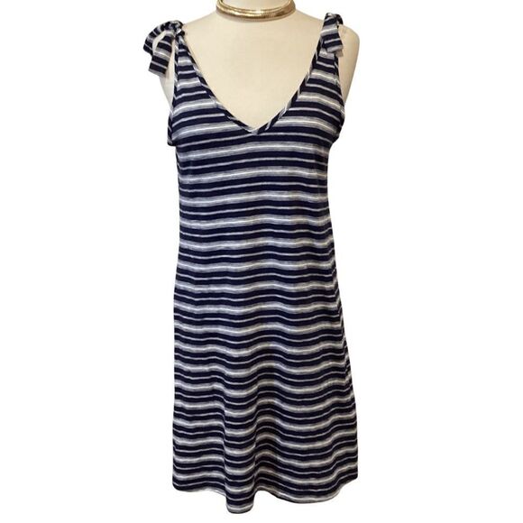 NWT Gap Navy Blue White Striped Tie Strap Dress Small - Picture 1 of 11